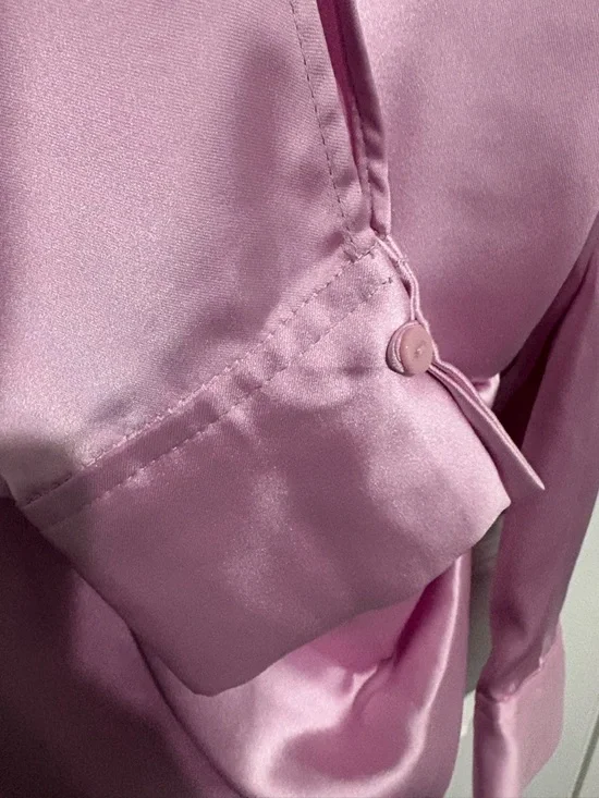 NWT Zara Pink Satin Faux Wrap Style Dress Size XL - Picture 3 of 9